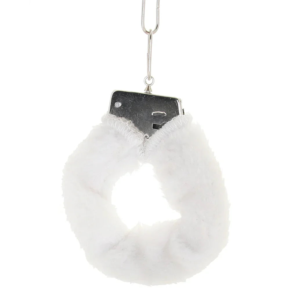 White Playful Furry Cuffs with Keys - SexToysVancouver.Delivery