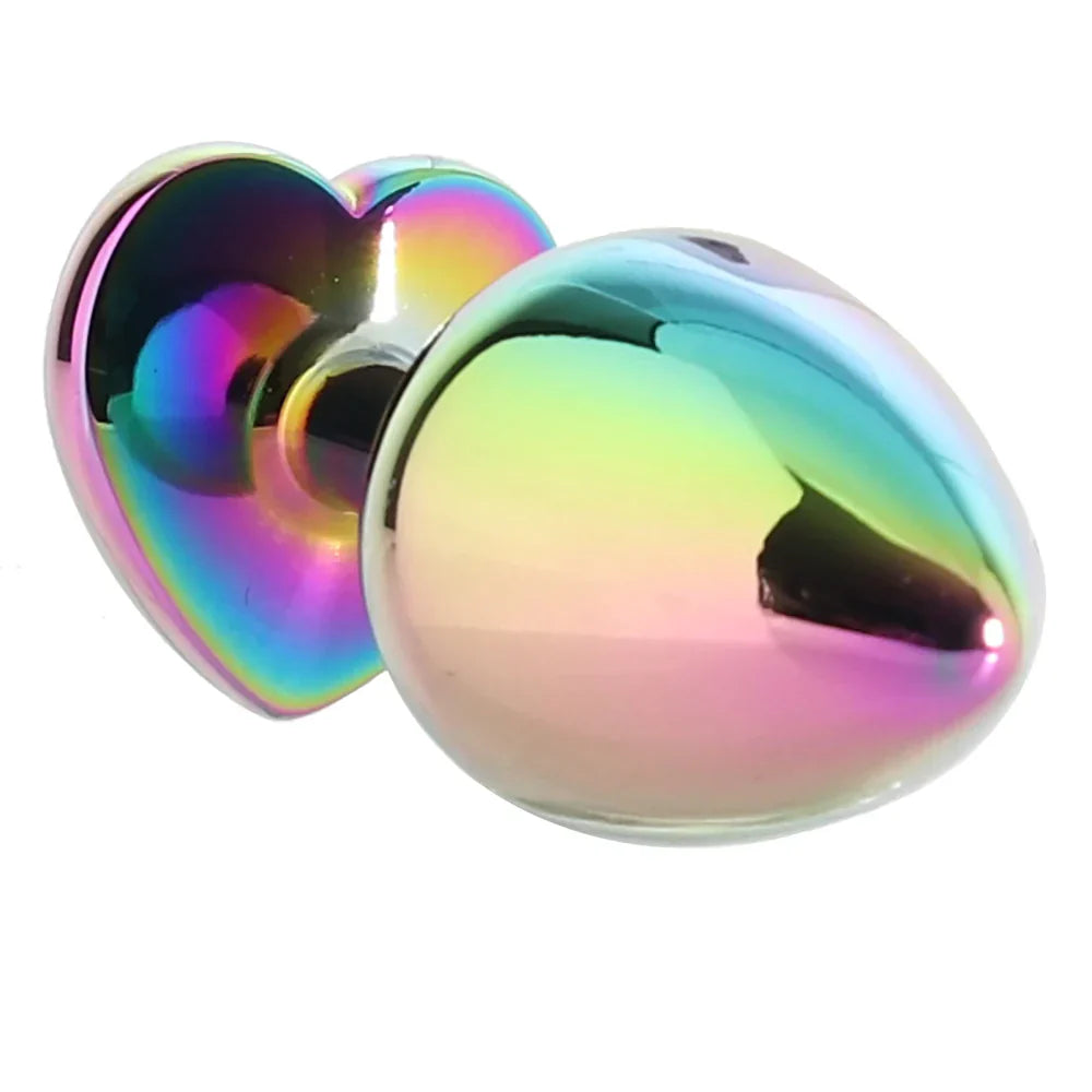 Rear Assets Heart Gem Metal Plug Kit in Rainbow - SexToysVancouver.Delivery