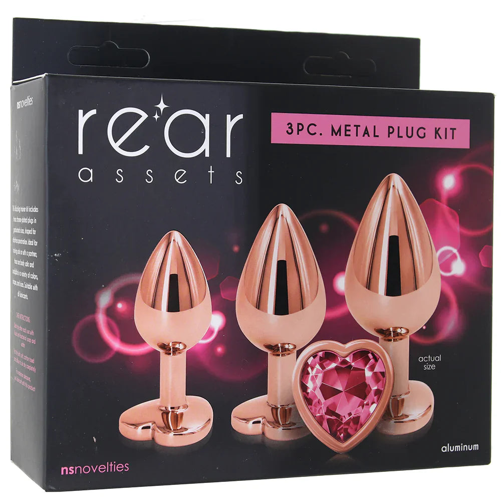 Rear Assets Heart Gem Metal Plug Kit in Rose - SexToysVancouver.Delivery