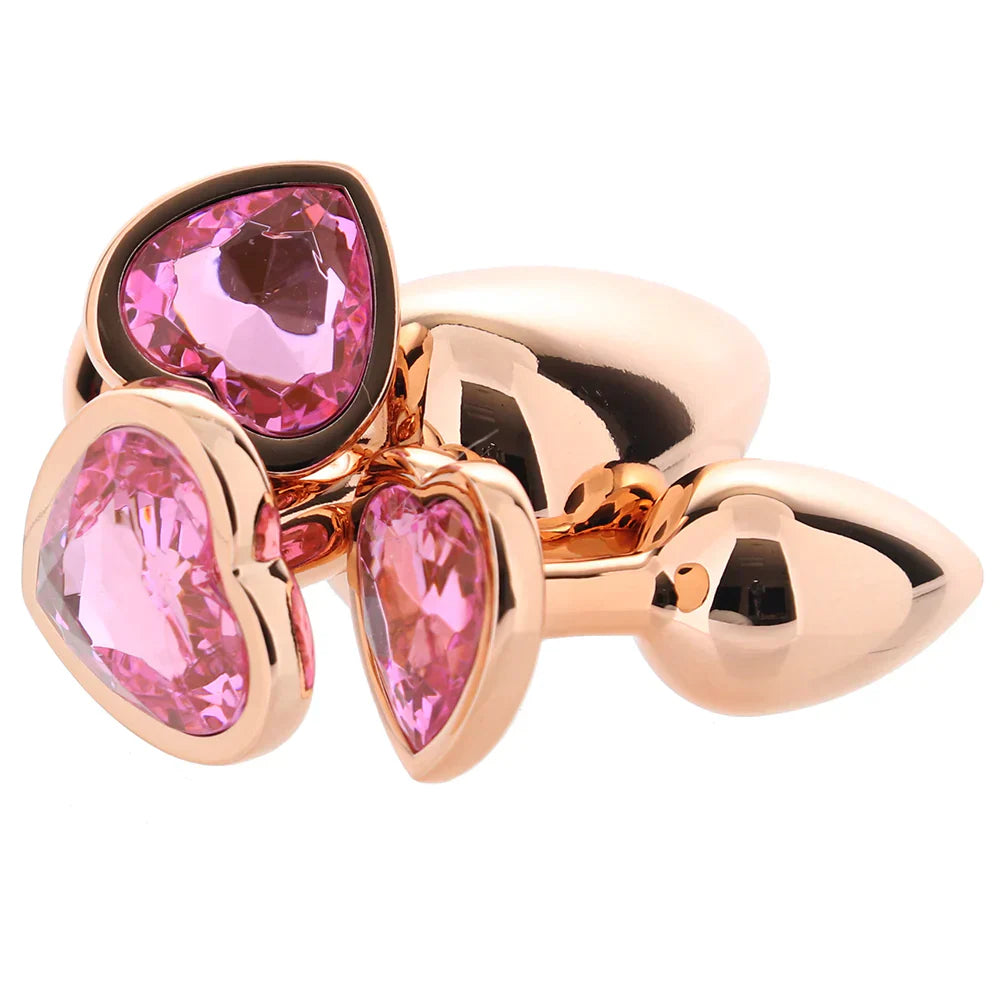 Rear Assets Heart Gem Metal Plug Kit in Rose - SexToysVancouver.Delivery