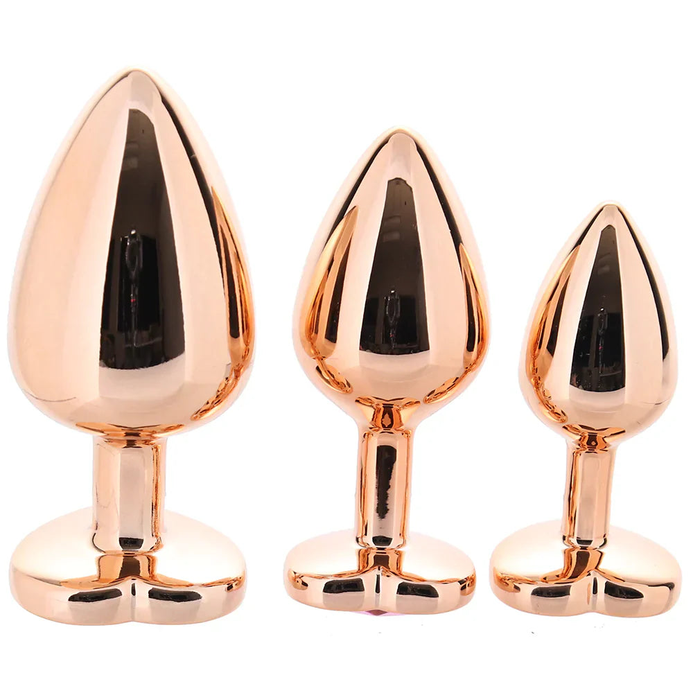 Rear Assets Heart Gem Metal Plug Kit in Rose - SexToysVancouver.Delivery