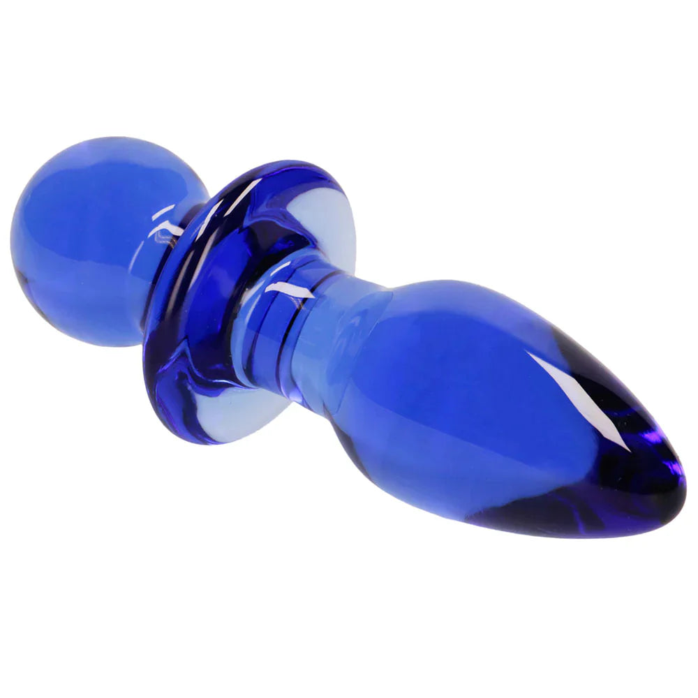 Chrystalino Rocker Glass Butt Plug in Blue - SexToysVancouver.Delivery