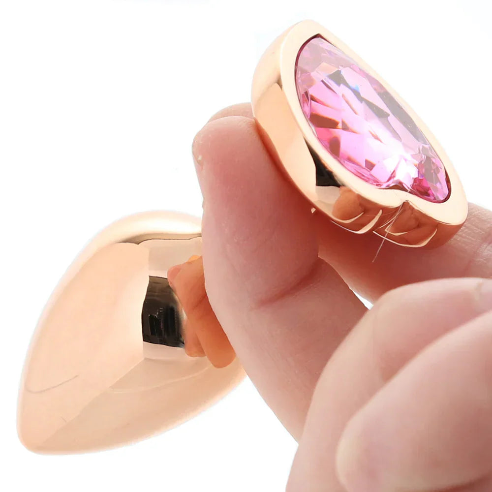 Rear Assets Heart Gem Metal Plug Kit in Rose - SexToysVancouver.Delivery