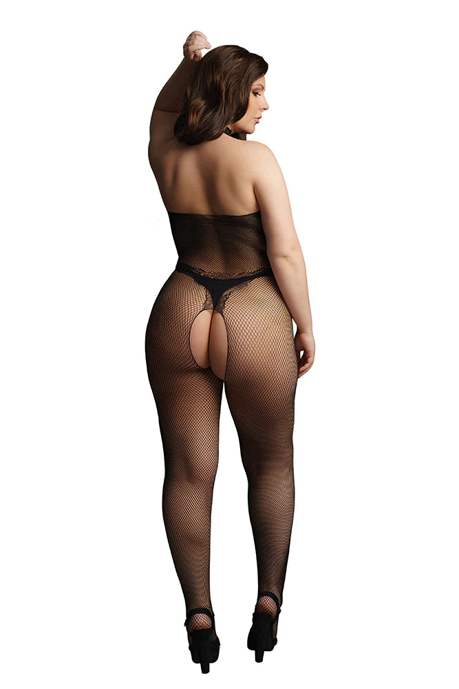 Le Désir Black Fishnet and Lace Bodystocking - SexToysVancouver.Delivery