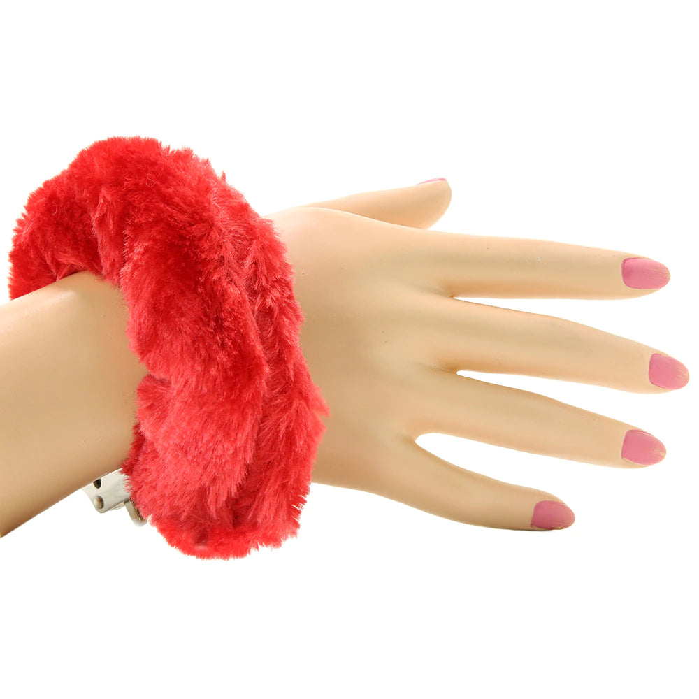 Fetish Fantasy Furry Cuffs in Red - SexToysVancouver.Delivery